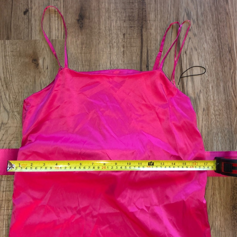 NEW!! Zara Satin Effect Fuchsia Dress Size S - Picture 9 of 12